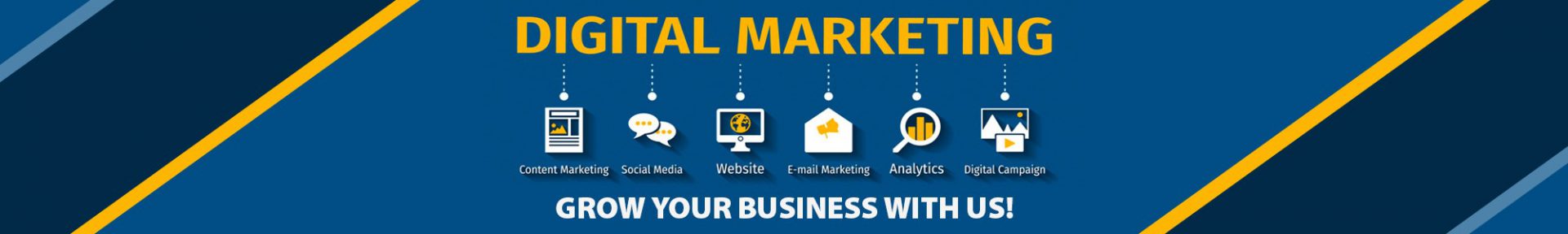 Digital marketing banner with different services